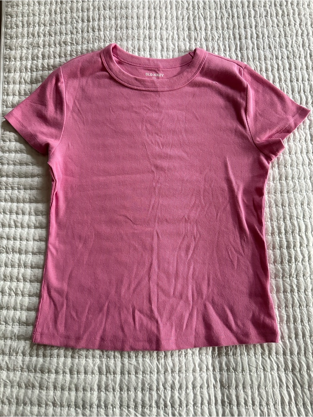 Old Navy Pink Ribbed Short Sleeve Tee